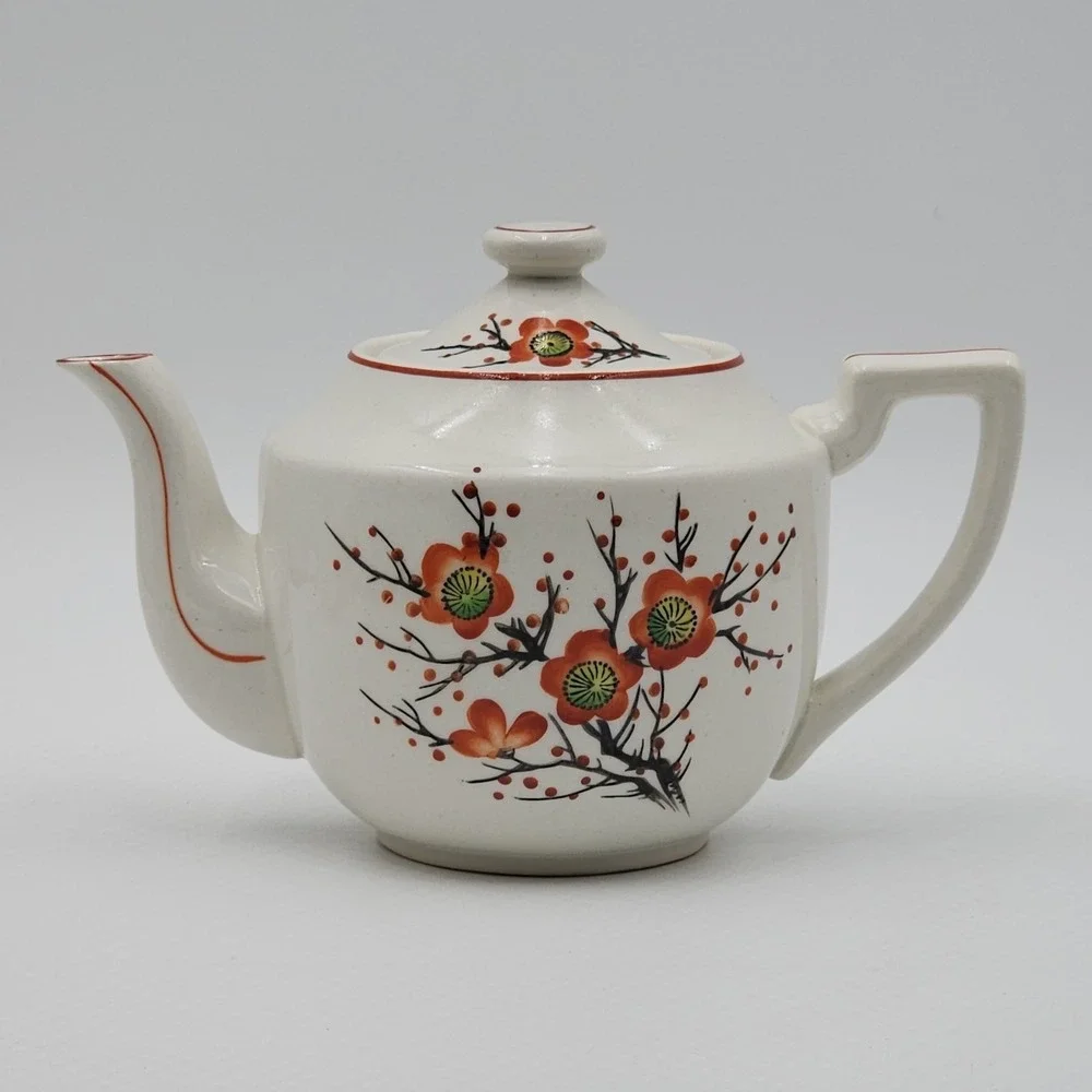 Occupied Japan Cherry Blossom Teapot SGK Art Deco Hand Painted Beautiful